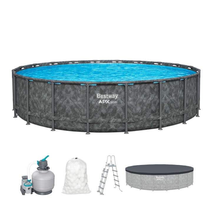 Bestway Winterfestes Frame Pool Komplett-Set APX365™ mit Sandfilteranlage rund